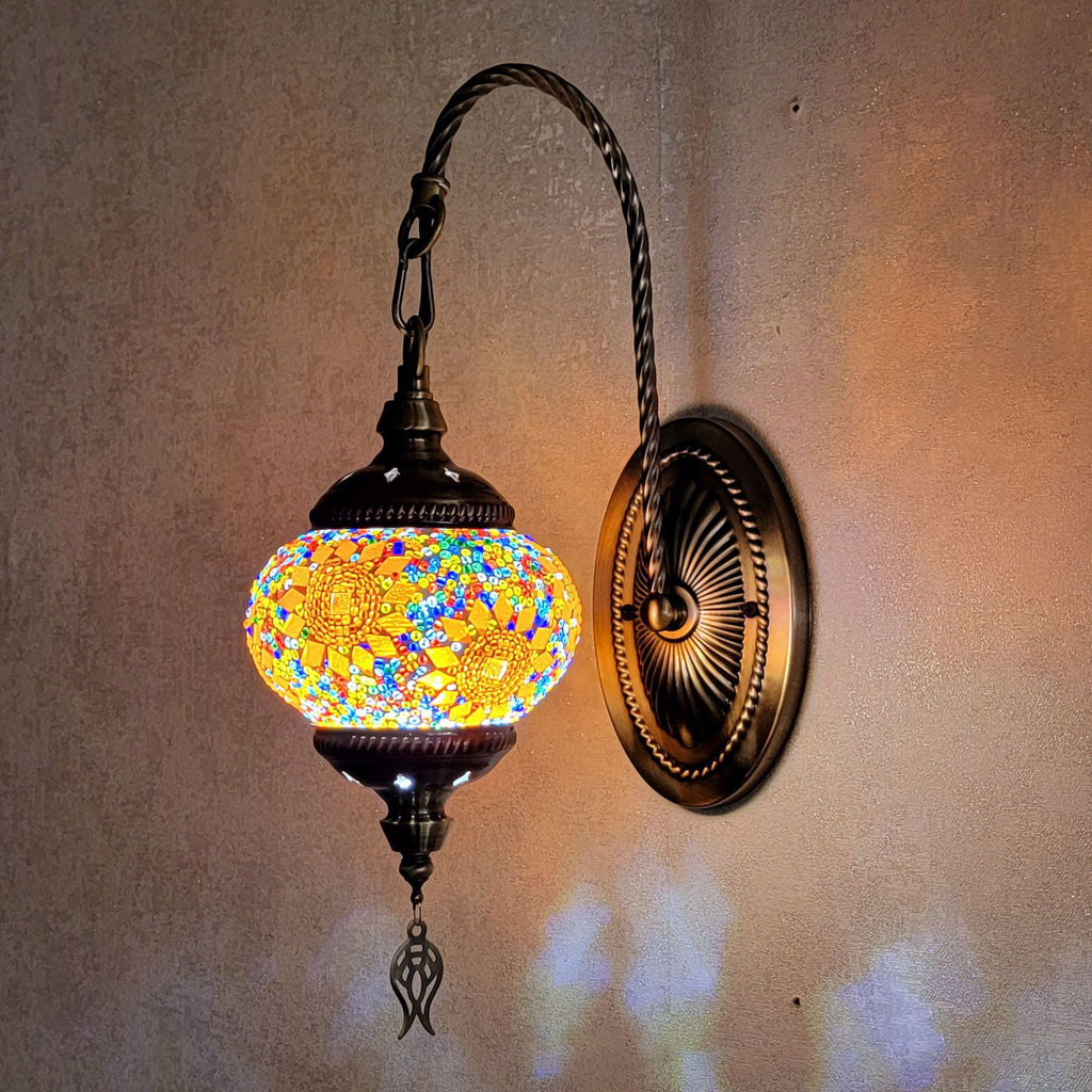 Curved Pole Oval Iron Wall Lamp