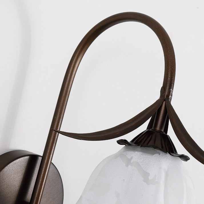 Curved Pole Bellflower Iron Wall Lamp