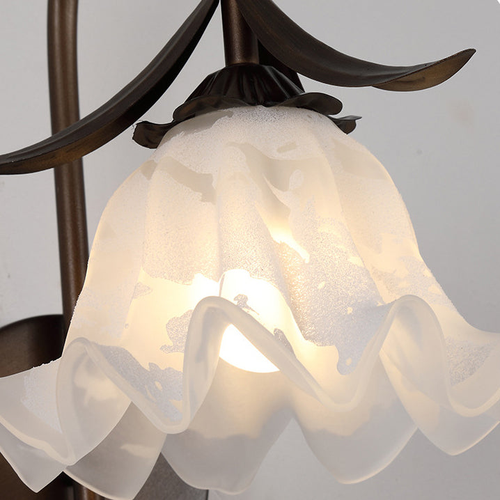 Curved Pole Bellflower Iron Wall Lamp