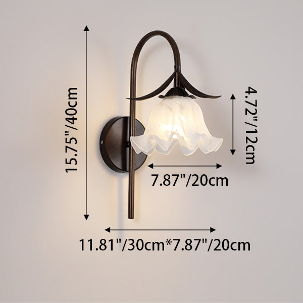 Curved Pole Bellflower Iron Wall Lamp