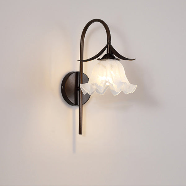 Curved Pole Bellflower Iron Wall Lamp