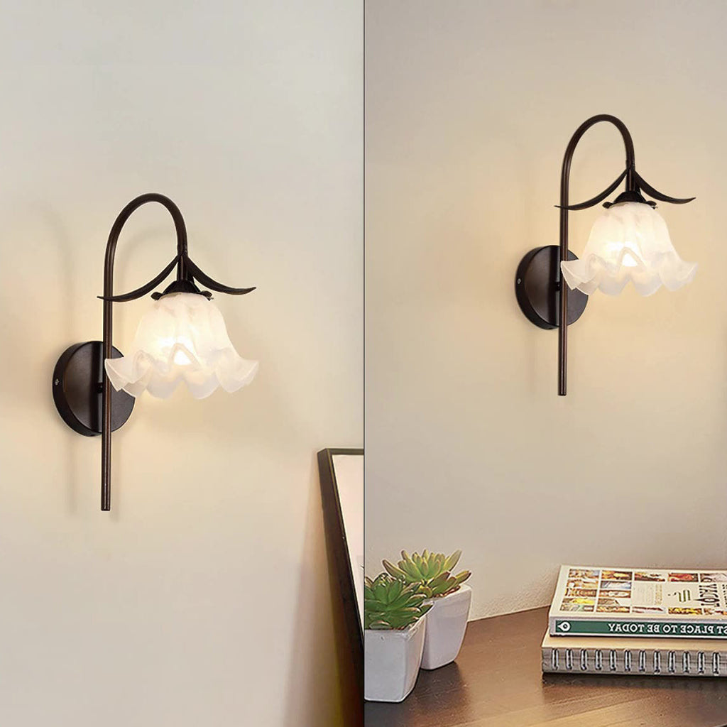 Curved Pole Bellflower Iron Wall Lamp