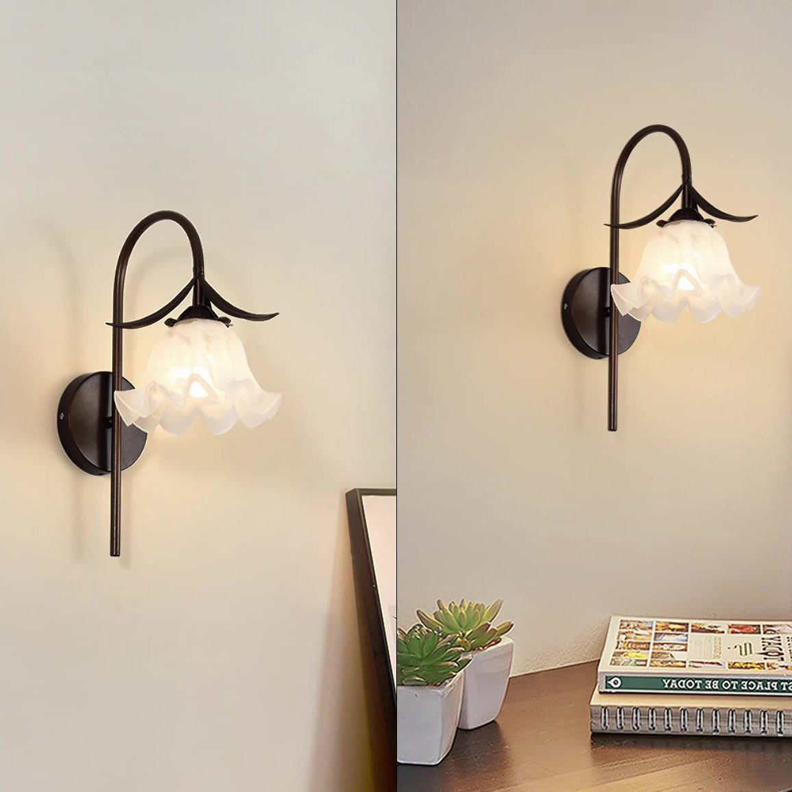 Curved Pole Bellflower Iron Wall Lamp