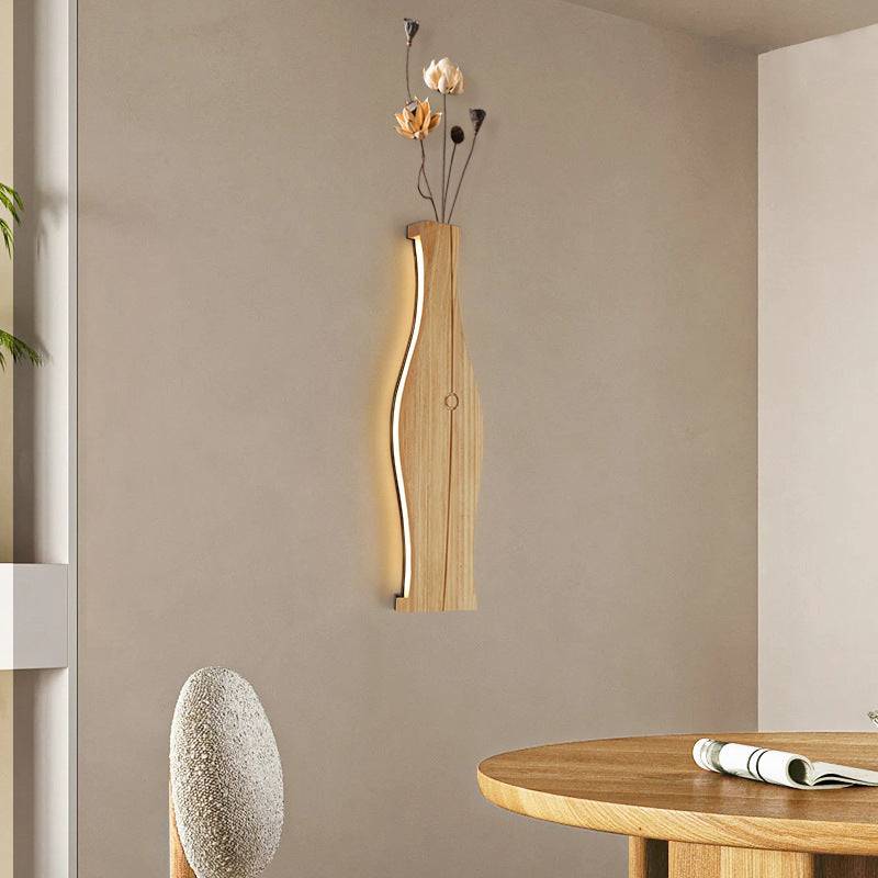Vase Shape Wood Aluminum Wall Lamp