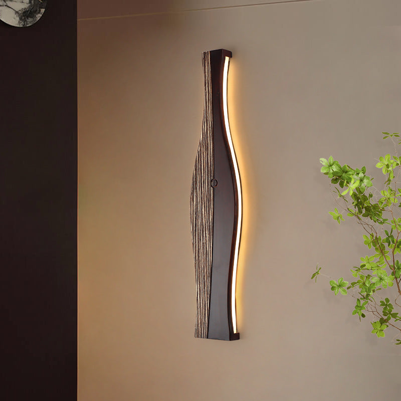 Vase Shape Wood Aluminum Wall Lamp