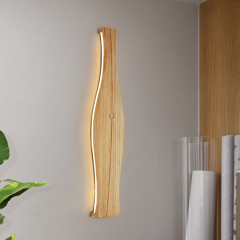 Vase Shape Wood Aluminum Wall Lamp