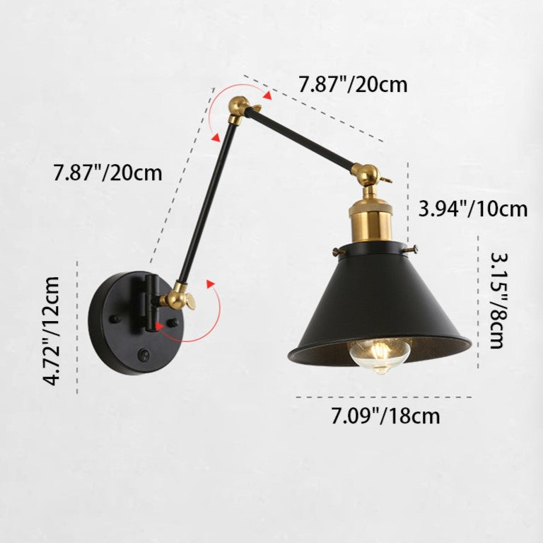 Retractable Long Pole Round Wall Lamp