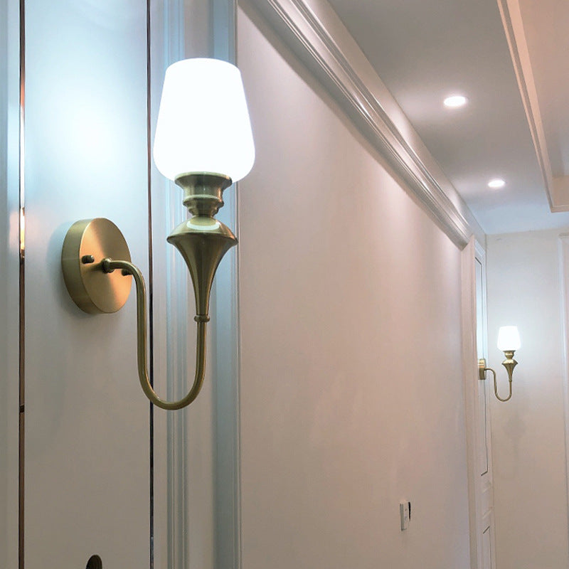 Curved Rod Candle Holder Wall Lamp