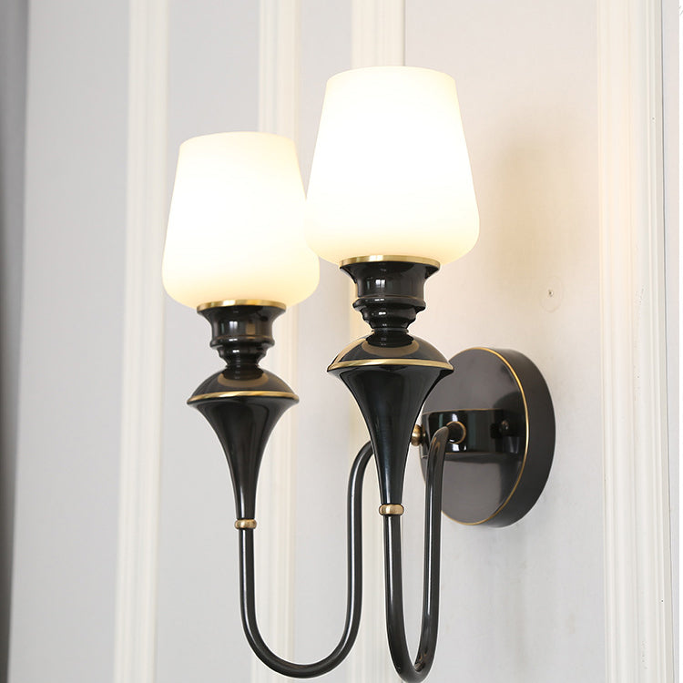 Curved Rod Candle Holder Wall Lamp