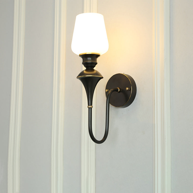 Curved Rod Candle Holder Wall Lamp