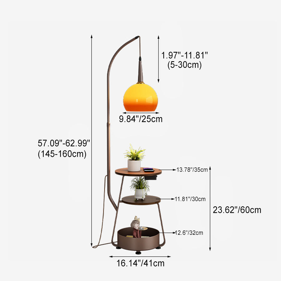 Contemporary Retro Fishing Round Floor Lamp