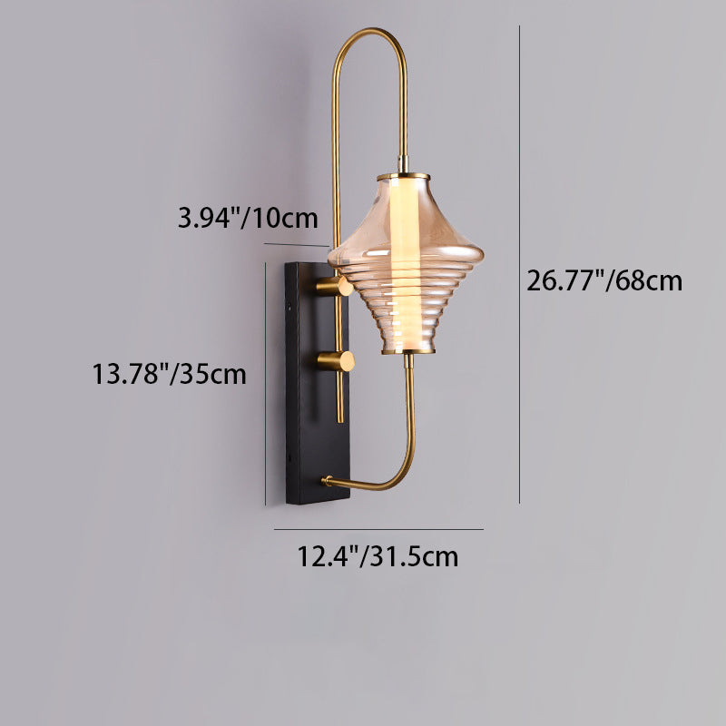 Long Gyro Shape Glass Wall Lamp