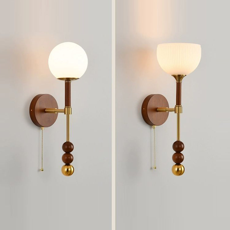 Cylinder Globe Oval Wood Wall Lamp