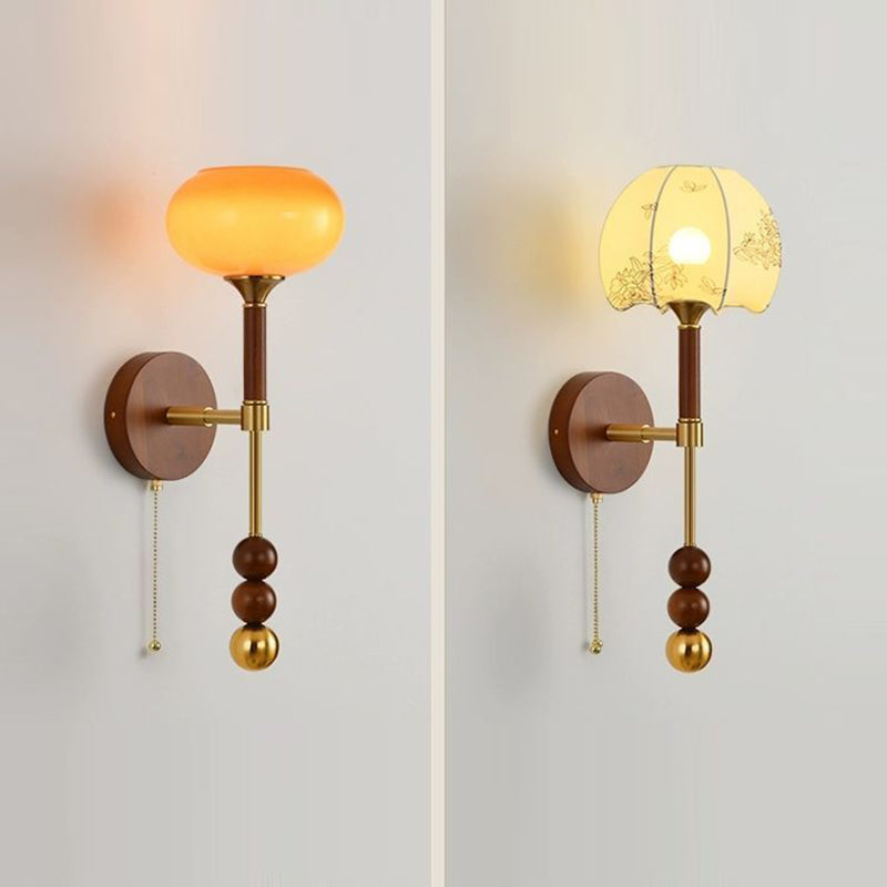 Cylinder Globe Oval Wood Wall Lamp