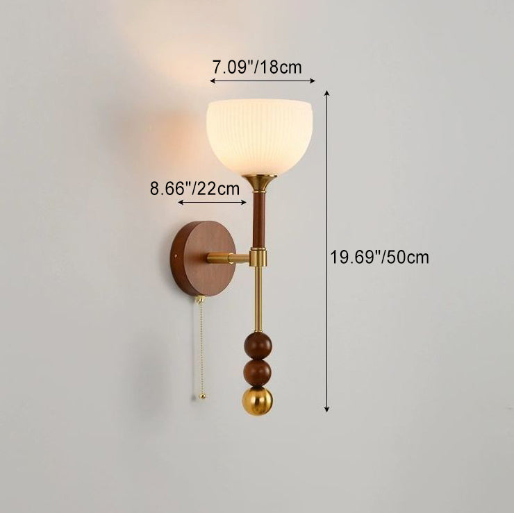 Cylinder Globe Oval Wood Wall Lamp