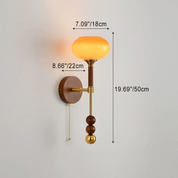 Cylinder Globe Oval Wood Wall Lamp