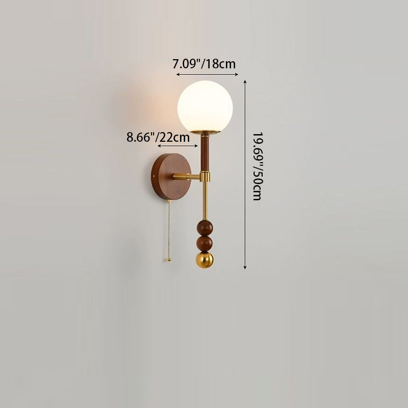 Cylinder Globe Oval Wood Wall Lamp