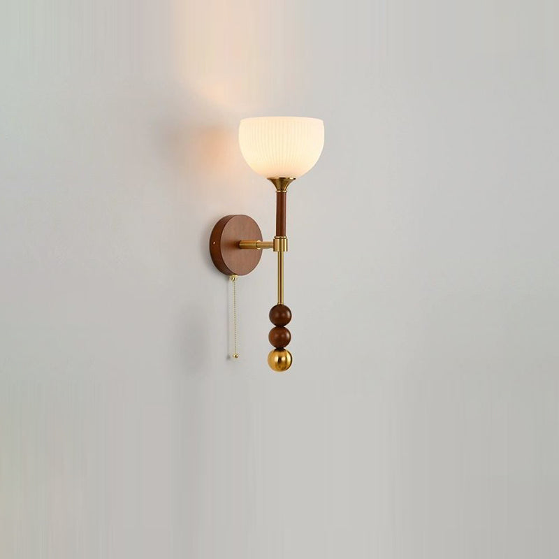 Cylinder Globe Oval Wood Wall Lamp