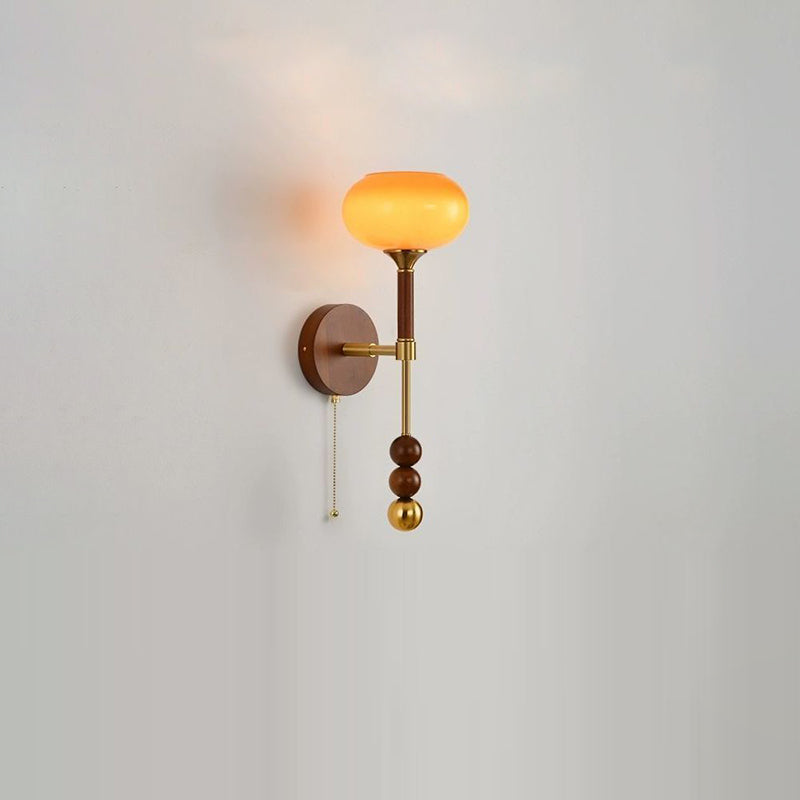 Cylinder Globe Oval Wood Wall Lamp