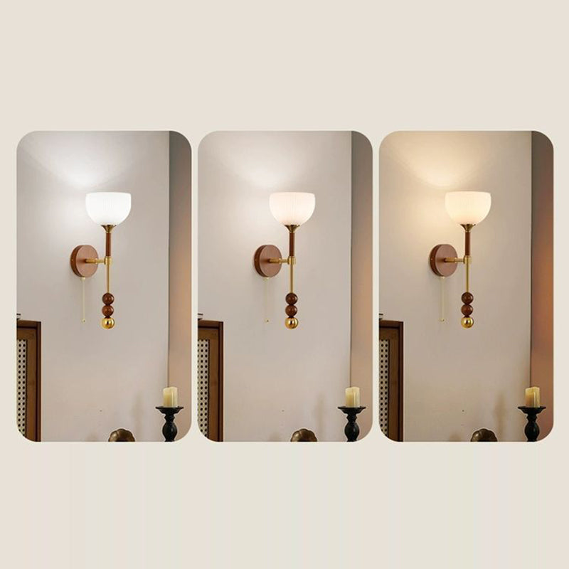 Cylinder Globe Oval Wood Wall Lamp