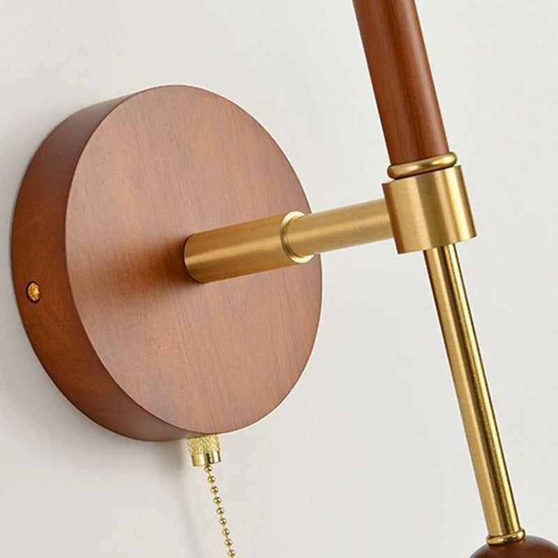 Cylinder Globe Oval Wood Wall Lamp