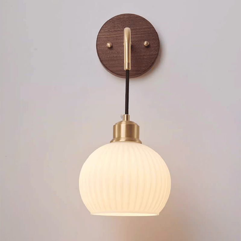 Round Dome Striped Glass Wall Lamp