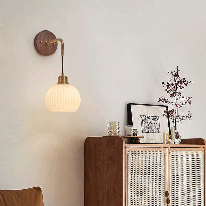Round Dome Striped Glass Wall Lamp