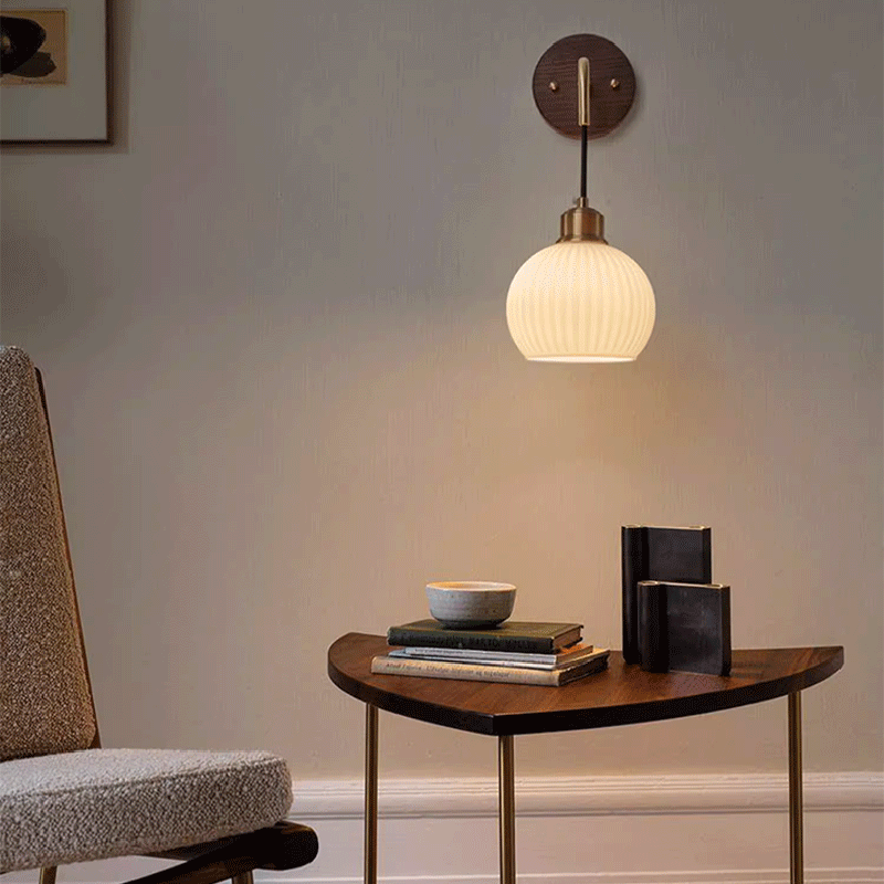 Round Dome Striped Glass Wall Lamp