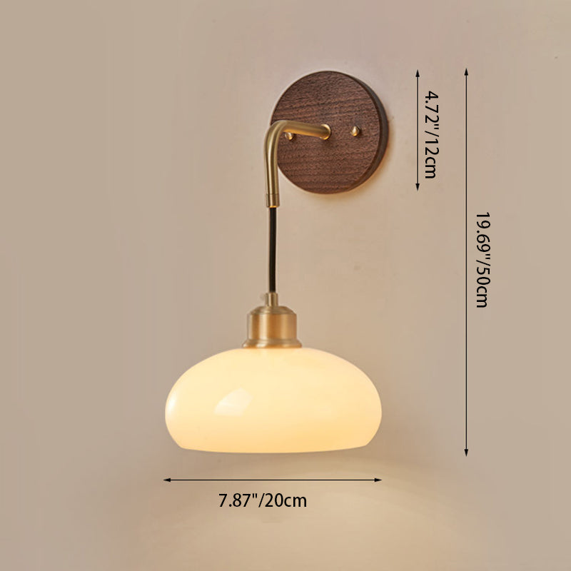 Oval Flower Glass Copper Wall Lamp