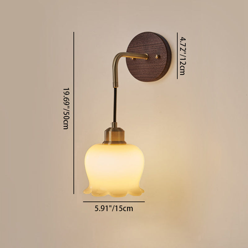 Oval Flower Glass Copper Wall Lamp