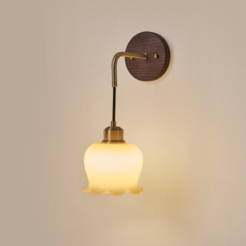 Oval Flower Glass Copper Wall Lamp
