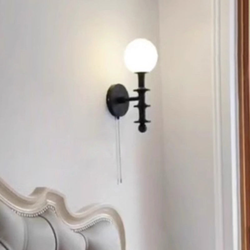 Cylinder Globe Wood Glass Wall Lamp