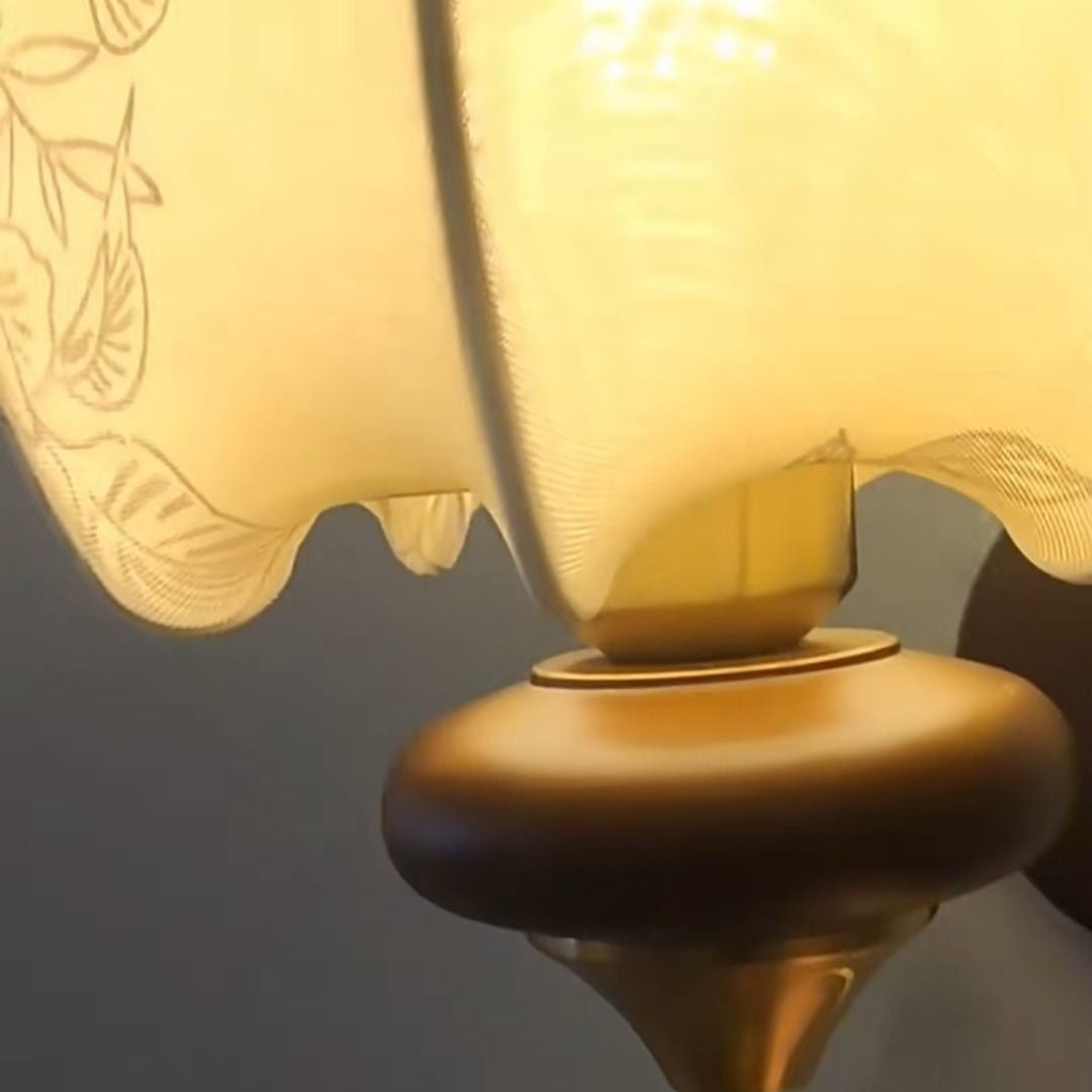 Curved Pole Domed Floral Wall Lamp