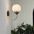 Curved Pole Domed Floral Wall Lamp