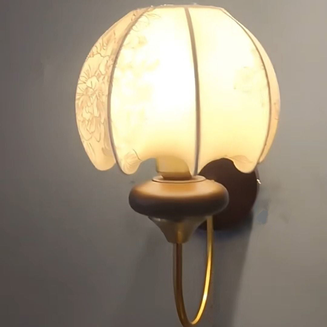 Curved Pole Domed Floral Wall Lamp