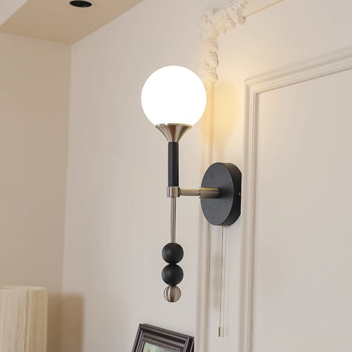 Cylinder Orb Beads Alloy Wall Lamp