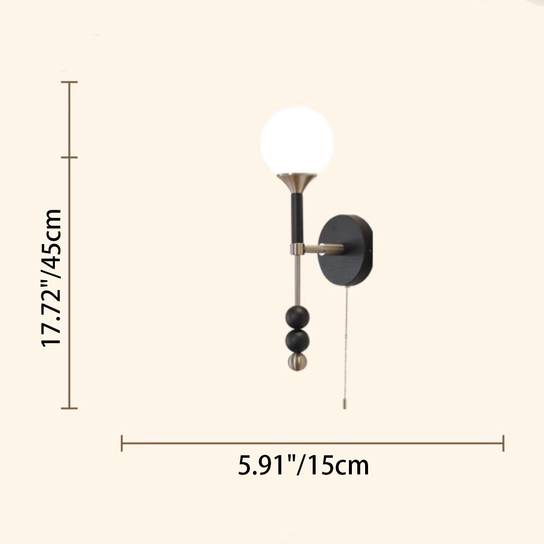 Cylinder Orb Beads Alloy Wall Lamp