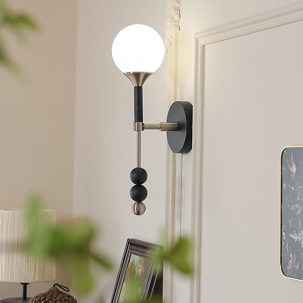 Cylinder Orb Beads Alloy Wall Lamp