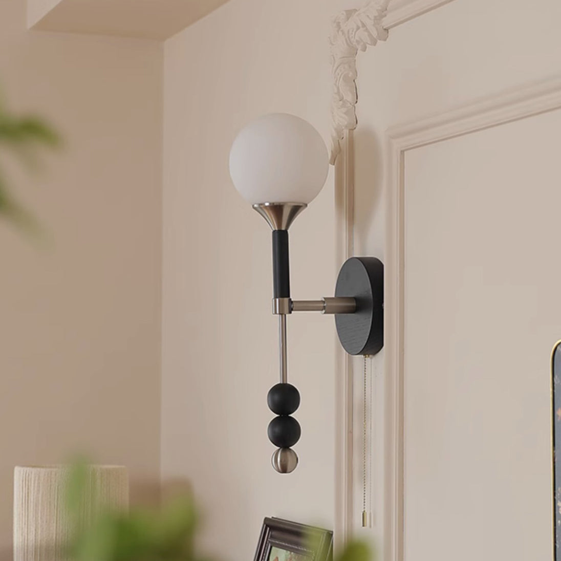 Cylinder Orb Beads Alloy Wall Lamp