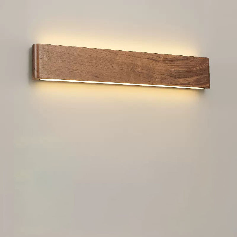 Rectangle Wood Aluminum PC Wall Lamp