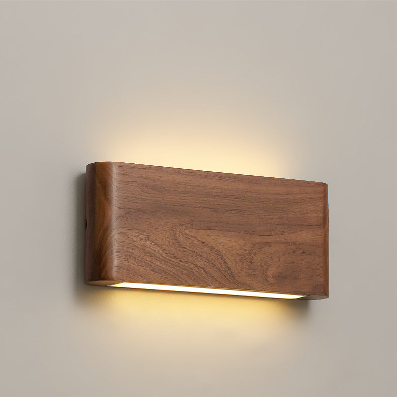 Rectangle Wood Aluminum PC Wall Lamp