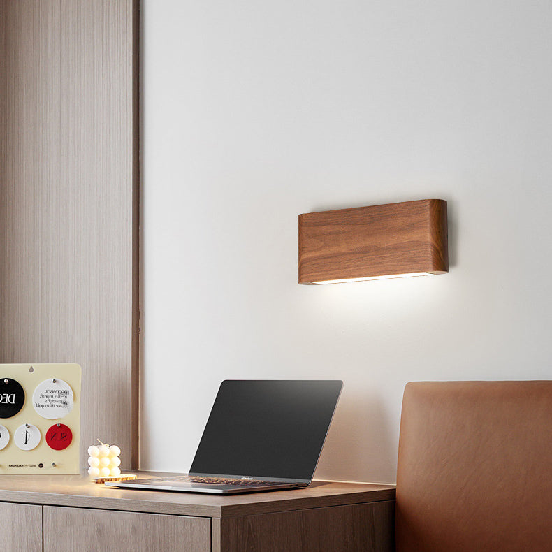 Rectangle Wood Aluminum PC Wall Lamp