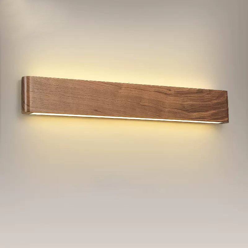 Rectangle Wood Aluminum PC Wall Lamp