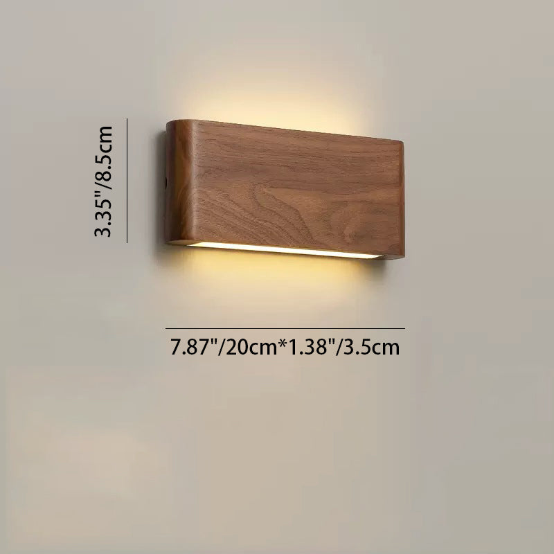 Rectangle Wood Aluminum PC Wall Lamp