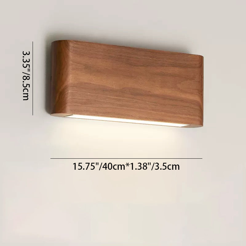 Rectangle Wood Aluminum PC Wall Lamp
