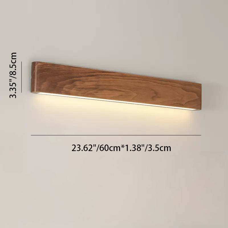 Rectangle Wood Aluminum PC Wall Lamp