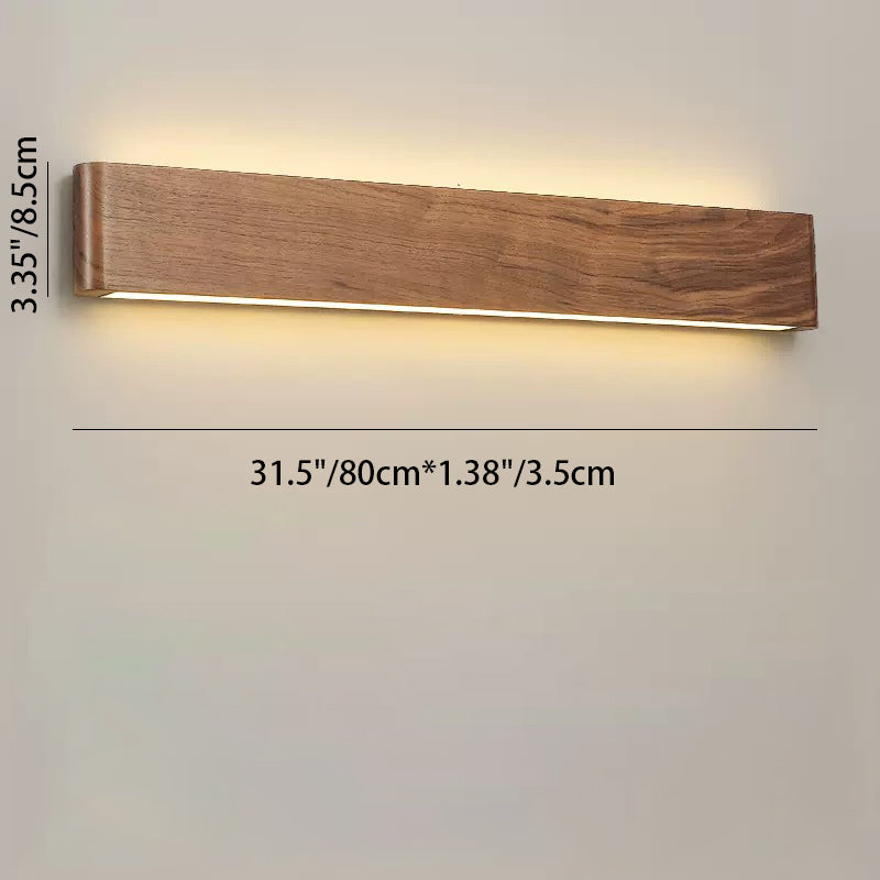Rectangle Wood Aluminum PC Wall Lamp
