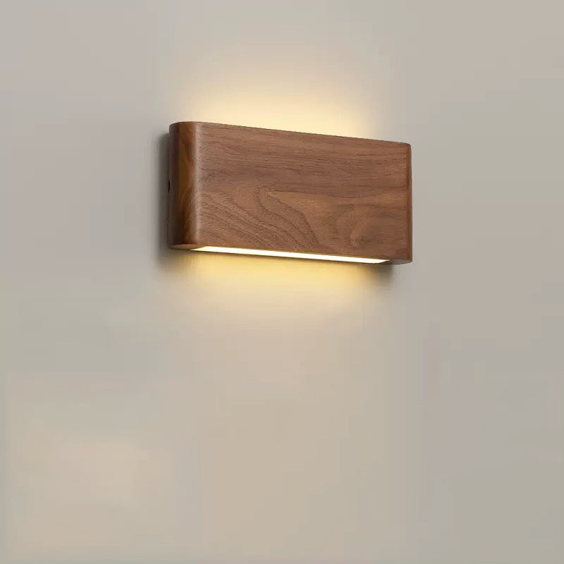 Rectangle Wood Aluminum PC Wall Lamp
