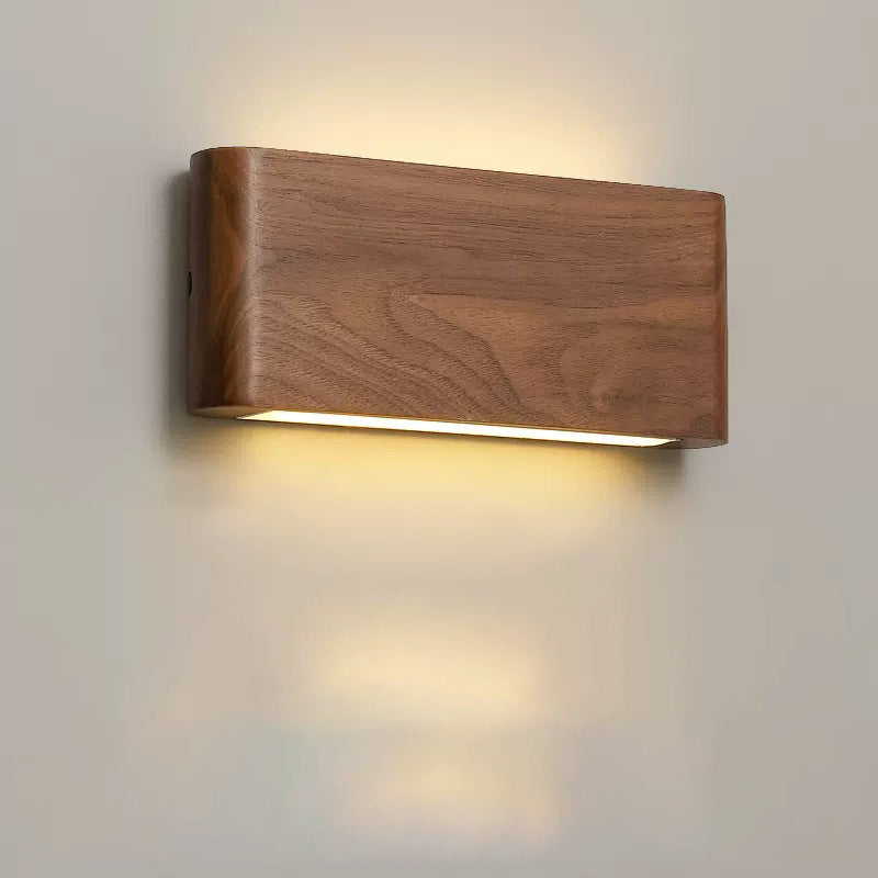 Rectangle Wood Aluminum PC Wall Lamp