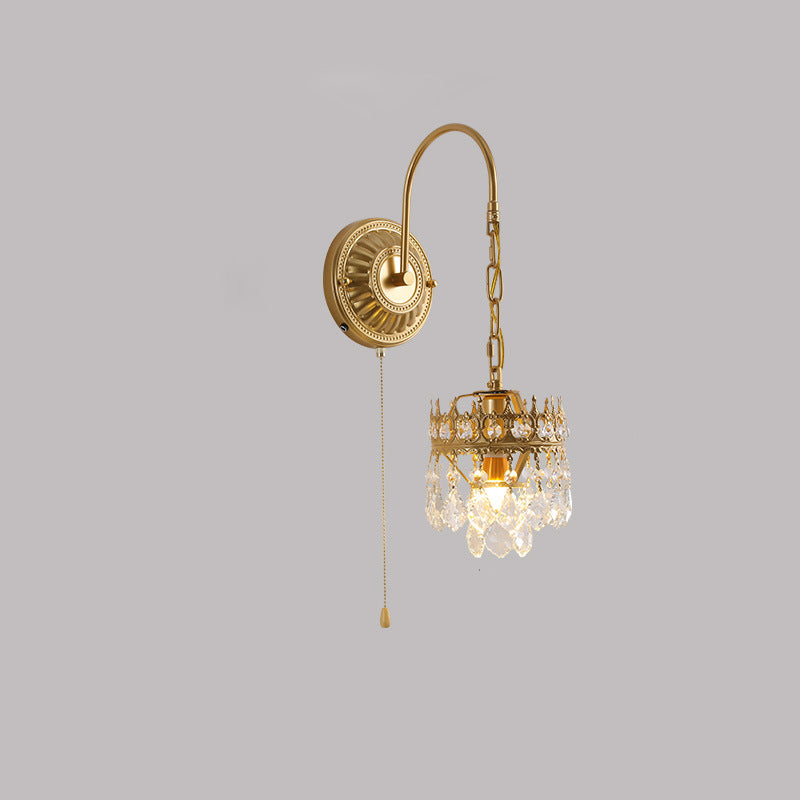 Round Crown Iron Crystal Wall Lamp